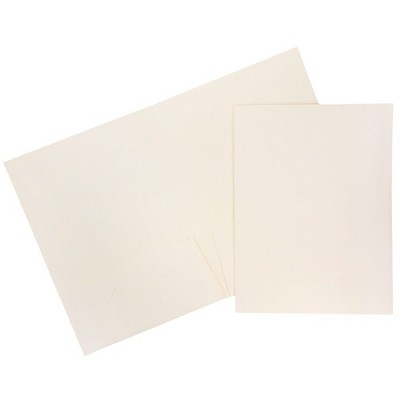 JAM Paper Two-Pocket Textured Linen Business Folders Ivory Bulk 25/Pack 386LIVA
