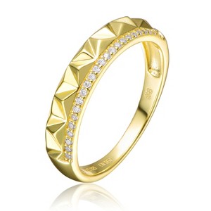 Guili Elegant Sterling Silver 14K Gold Plated 2-Row Modern Ring with Clear Cubic Zirconia for a Chic and Timeless Sparkling Design, Size 6, 7, and 8. - 1 of 3