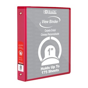 Bazic Products 3-Ring View Binder with 2 Pockets, 1", Red (pack of 6) - 1 of 1