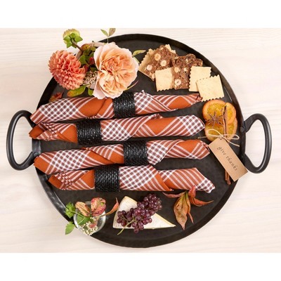Nutmeg Glen Check Linen Dinner Napkins Set of 4