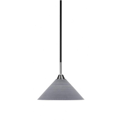 Toltec Lighting Paramount 1 - Light Pendant in  Matte Black/Brushed Nickel with 12" Gray Matrix Shade