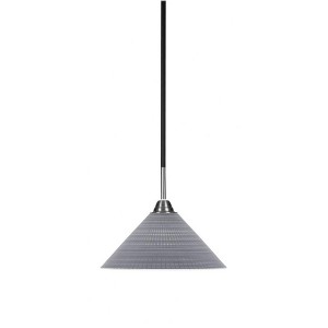 Toltec Lighting Paramount 1 - Light Pendant in  Matte Black/Brushed Nickel with 12" Gray Matrix Shade - 1 of 1