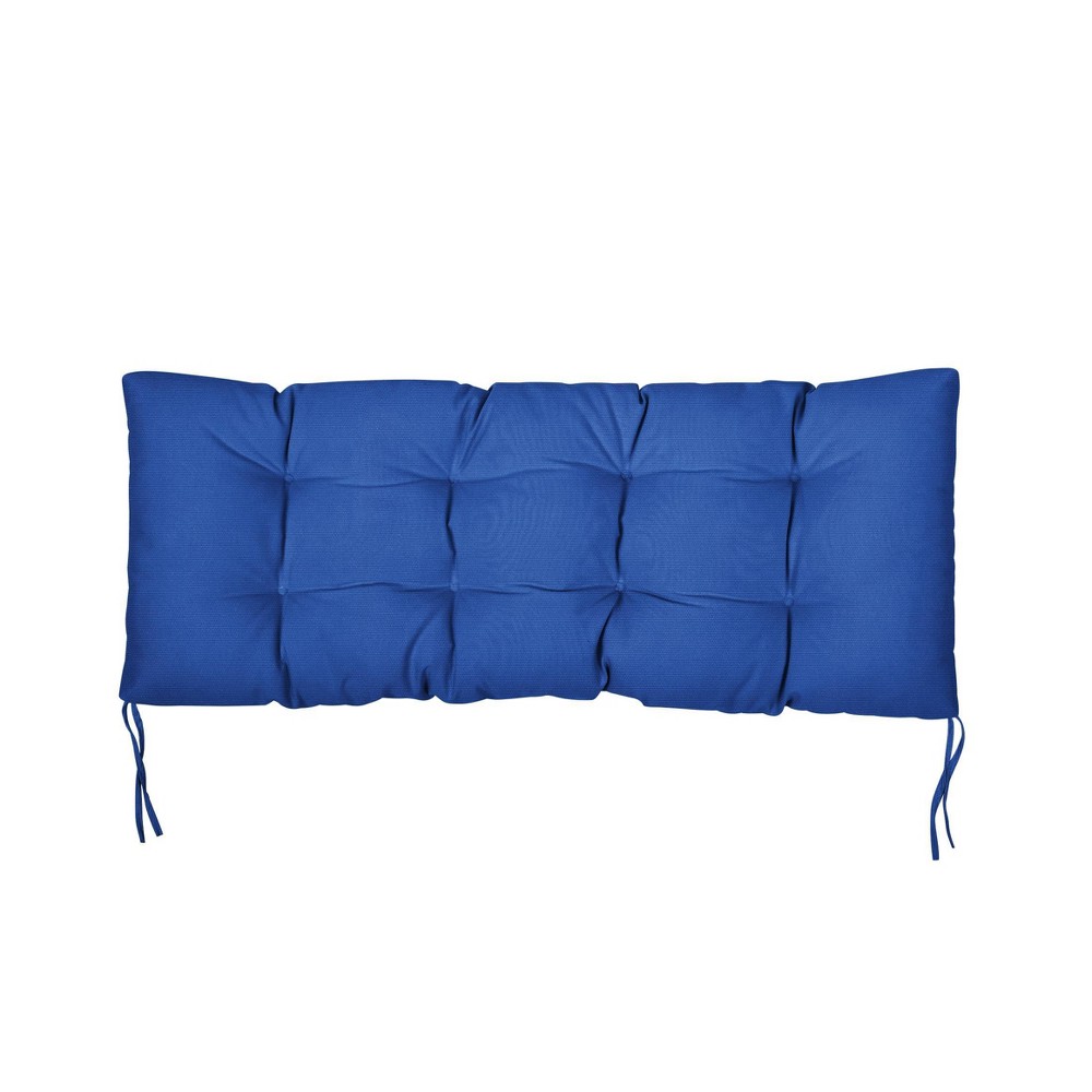 37" x 17" x 2" Sunbrella Canvas Tufted Outdoor Bench Cushion True Blue - Sorra Home: Patio & Couch Weather-Resistant