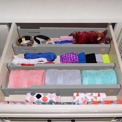 Expandable Gray Bamboo Drawer Dividers Set for Kitchen and Home