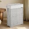 14.5 Gallon Slim Laundry Hamper with Lid Rattan Foldable Clothes Laundry Basket with Lid and Handles Removable Liner - 3 of 4