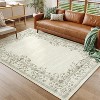 Large Modern Floral Bordered Area Rug, Washable and Stain Resistant, Low Pile Soft Touch Carpet, Folding Floor Cover for Bedroom and Apartment. - 2 of 4