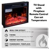 Fireplace TV Stand With 18 Inch Electric Fireplace Heater Media TV Console With Adjustable Glass Shelves Storage Cabinets - 4 of 4