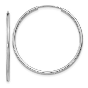 Black Bow Jewelry 1.5mm, 14k White Gold Endless Hoop Earrings, 32mm (1 1/4 Inch) - 1 of 4