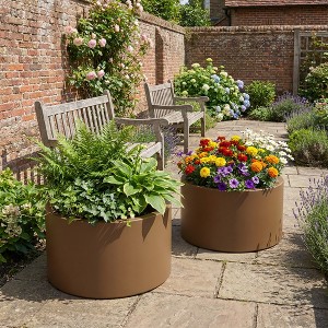 Wooakway Outdoor/Indoor/Decor/Garden Large Tall Metal Planter Pots Planter Boxes Cachepots Nursery Pots - 1 of 4