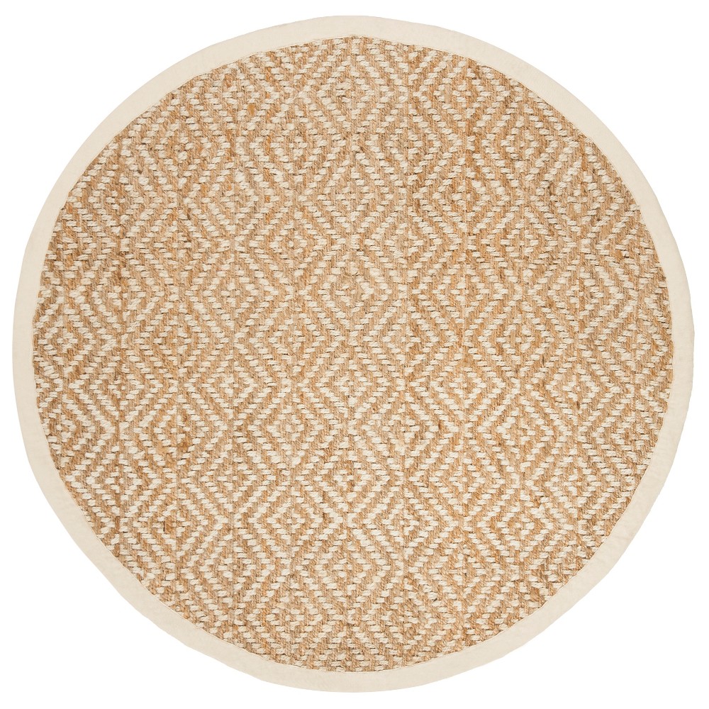 6'x6' Round Jerri Geometric Woven Rug Ivory/Natural Round - Safavieh