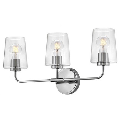 Kline 23.75" Chrome 3-Light Dimmable Vanity Fixture with Clear Glass Shades