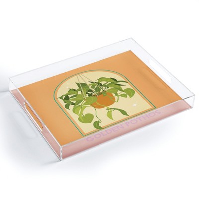 April Lane Art Golden Pothos Houseplant Acrylic Tray - Deny Designs