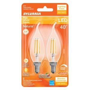 Sylvania Natural B10 E12 (Candelabra) LED Bulb Soft White 40 Watt Equivalence 2 pk - 1 of 1