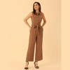 Allegra K Women's Button Down Collared Wide Leg Tie-Waist Sleeveless Cargo Jumpsuits - 2 of 4