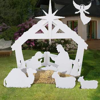 Syncfun 4FT Christmas Holy Family Nativity Scene, Outdoor Yard Decoration w/Water-Resistant PVC for Christmas Decorations
