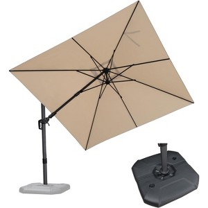 PURPLE LEAF Cantilever Umbrella Left-right Tilting Swivel Square Patio Umbrella Outdoor Offset Aluminum Umbrella with 360°Rotation With Base - 1 of 4