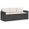 vidaXL Patio Dining Set with Cushions - 2 Piece Black Poly Rattan Garden Furniture with Acacia Wood Tabletop - 4 of 4