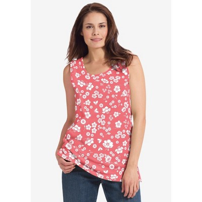 Woman Within Plus Size Perfect Printed Scoopneck Tank