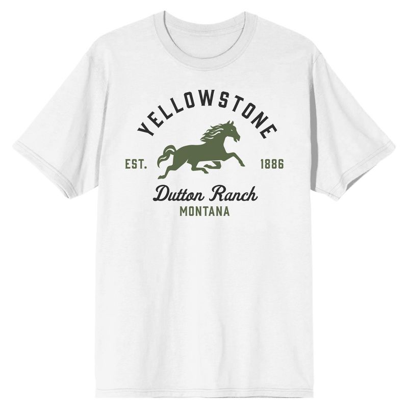 Yellowstone Dutton Ranch Horse Logo Juniors White T-shirt, 1 of 4