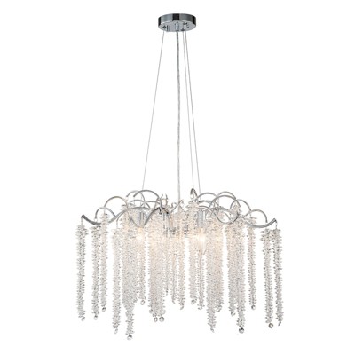LLHZSY 6-Light 23 3/5" W Contemporary Luxury Tassel Crystal Chandelier-Gold/Chrome