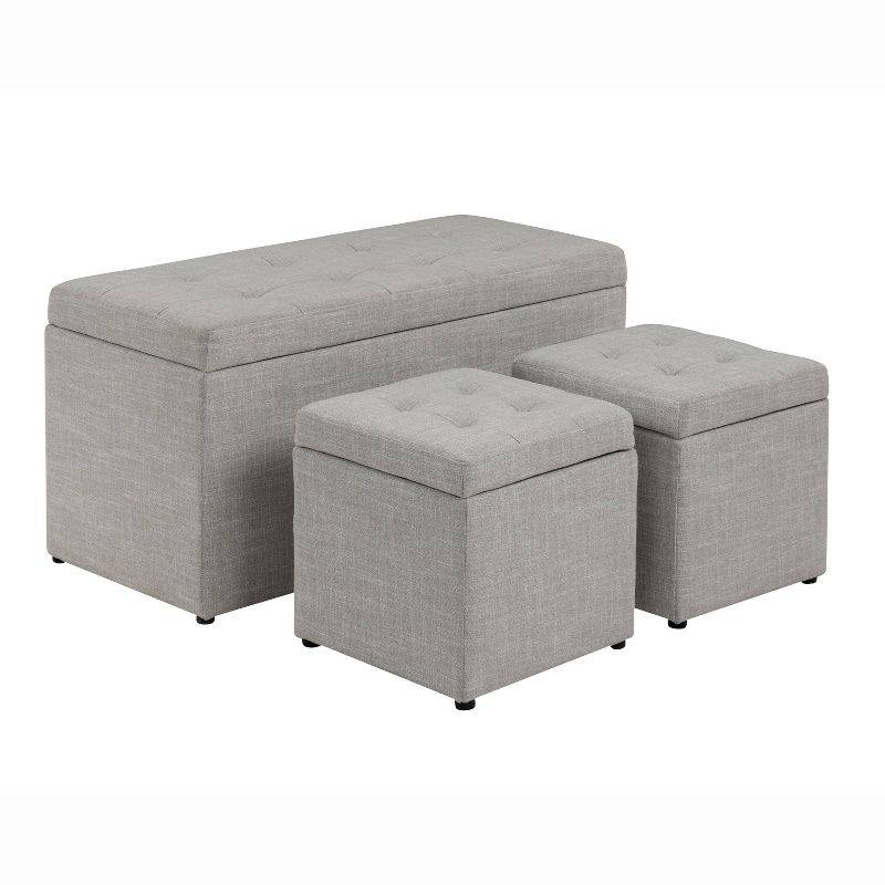 Hilltop Storage Bench with 2 Ottomans Beige - HOMES: Inside + Out, 1 of 9
