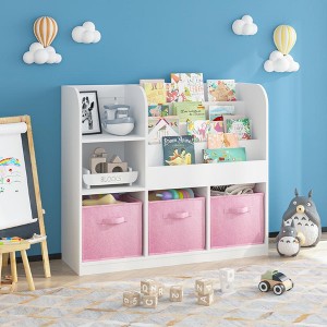 SKRAN Kids Bookcase and Bookshelf,Multi-Functional Bookcase with 3 Collapsible Fabric Drawers,Toy Storage Organizer for Bedroom, Playroom - 1 of 4