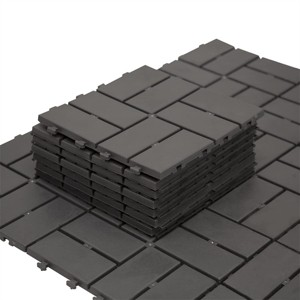Syemin Carpet Tiles Patio Interlocking Deck Tiles Square Composite Decking Tiles Four Slat Plastic for Balcony Porch, Gray, 25.6"*13"*15.16" - 1 of 4