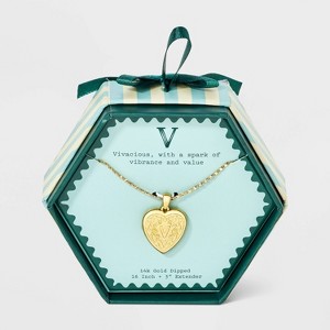 14K Gold Dipped Heart Charm Initial Necklace - A New Day™ Gold - 1 of 4