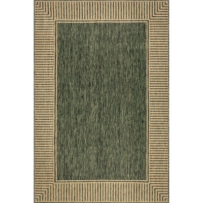nuLOOM Asha Striped Border Stain Resistant High Traffic Outdoor Area Rug