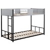 NicBex Twin over Twin Bunk Bed Metal Bed Frame with Vent Board, Inclined Ladder and Full Length Guardrail, Space Saving, No Box Spring Required, Black - 3 of 4