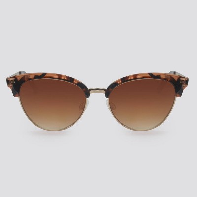 Women's Animal Print Cat Eye Plastic Metal Combo Sunglasses - A New Day™ Brown