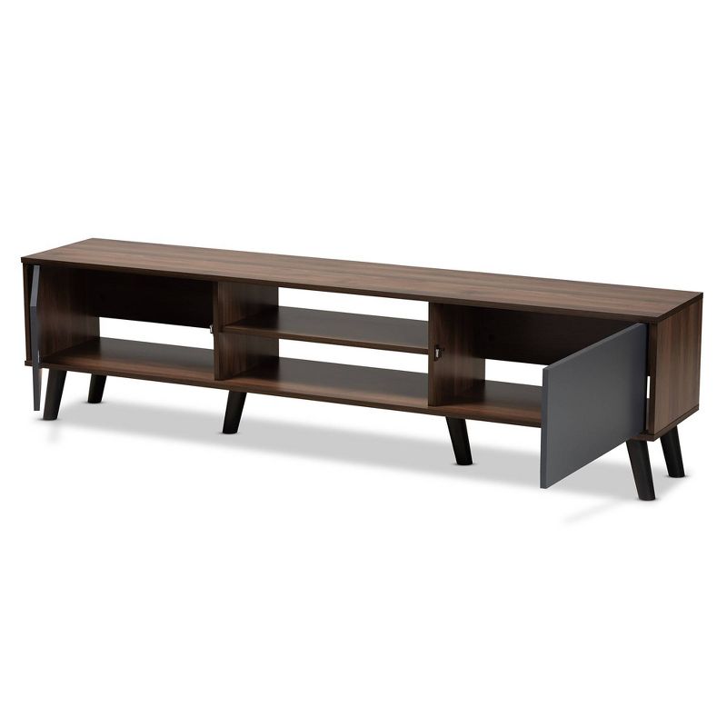 Clapton Multi Toned Wood TV Stand for TVs up to 75&#34; Gray/Brown - Baxton Studio, 3 of 11