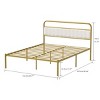 FURNIinspire Beds Queen Size Metal Bed Frame Modern Platform Bed with Upholstered Headboard Cushion, Bedroom Furniture, Gold, 82.44"*60.7"*41.73" - 3 of 4