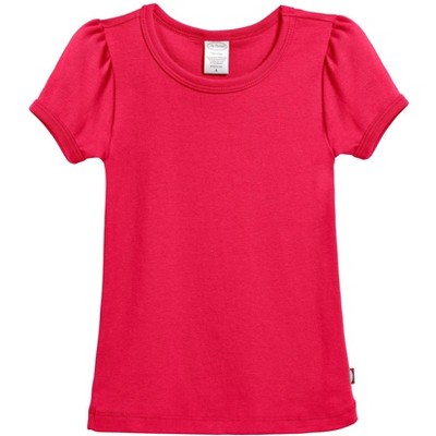 City Threads Girls 100% Cotton Short Sleeve Puff Classic Fit Tee - USA-Made