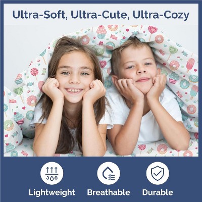 Kids Queen White Microfiber Candy Print Sheet Set