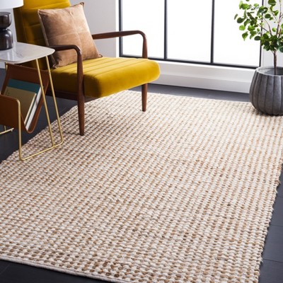 Beige and Ivory Flat Woven Wool Round Rug