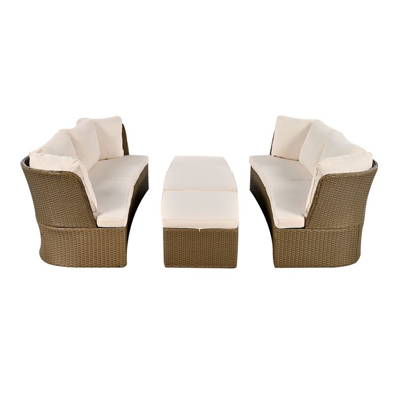 5 PCS Outdoor Patio Rattan Conversation Set with Coffee Table 4M -ModernLuxe, 5 of 14