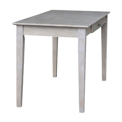 Transitional Solid Hardwood Home Office Desk with Drawer in Washed Gray Taupe
