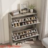 Entryway Shoe Cabinet w/ 2 Flip Drawers, Freestanding Shoe Cabinet Organizer w/ Metal Legs, Farmhouse Shoes Storage Cabinet - 4 of 4