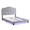 DOMETOUR Queen Upholstered Bed, Button Tufted, Curve Design, Strong Wood Slat, Easy Assembly, Light Grey Velvet, LED Light, Platform - 4 of 4