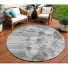 Gray Charcoal And Silver Floral Washable Indoor Outdoor Area Rug - 2 of 4