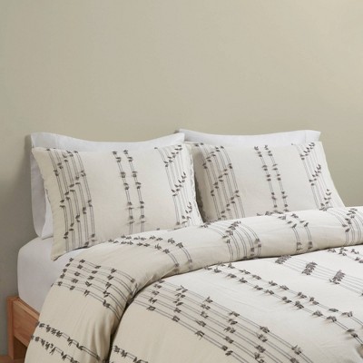 Ivory Cotton Jacquard Full/Queen Duvet Cover Set
