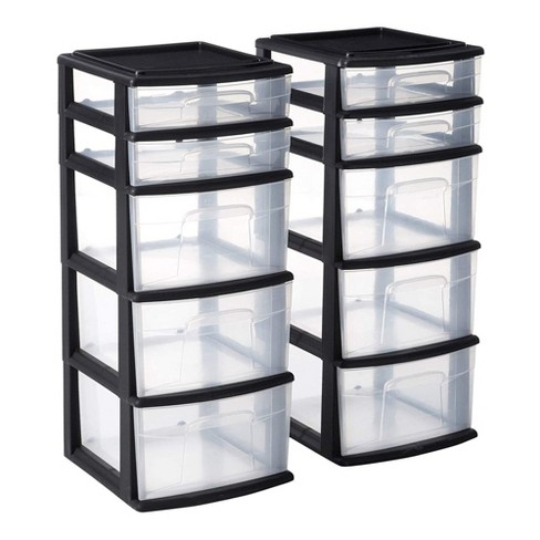  Mini Plastic Drawer Storage - 5 Drawer Drawer Storage Organizer  Plastic Storage Bins Containers with Drawers Space Saving Plastic Drawers  Organizer for Crafts Small Tools and Hardware (Black) : Home & Kitchen