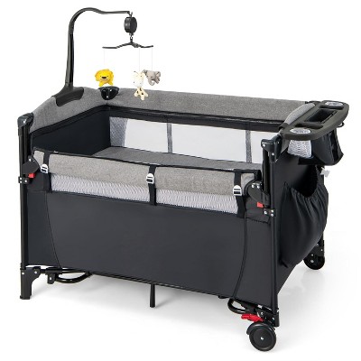 MYKKO Pack n Play Dome LX Playard with Baby Bassinet, Lightweight Portable Crib, Push-Button Fold Travel Crib, Redmond, Convertible