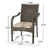 Outdoor Polyethylene Rattan Dining Chairs Set Of 4,Upholstered Lounge Chair With Iron Frame,Curved Armrests Patio Dining Chair-Coolbibila - 4 of 4