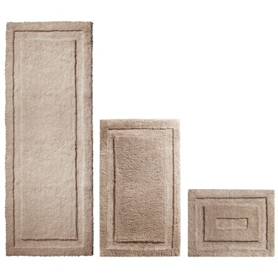 3 Piece Bathroom Rugs Set Microfiber Plush Bath Rug Non Slip Absorbent Bath  Mat