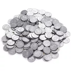 Juvale 200 Pieces Play Money for Kids, Pretend Fake Quarter Coins for Cash Register Toys, 0.98 inch Diameter