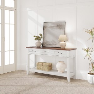Entryway Table, Console Table with Storage Drawers, 3 Tier Farmhouse Wooden Sofa Table, Hallway Table for Entryway, Living Room - 1 of 4
