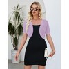 Womens Lightweight Shrugs Short Sleeve Open Front Cropped Cardigan Crochet Knit Sweater - 4 of 4