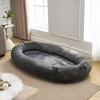 Giant Extra Large Memory Foam Human Size Pet Bed with Storage Pocket Cover Portable Handle Non-Slip Bottom - 4 of 4